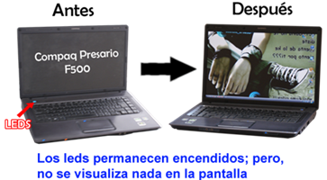 Compaq presario F500 no da video